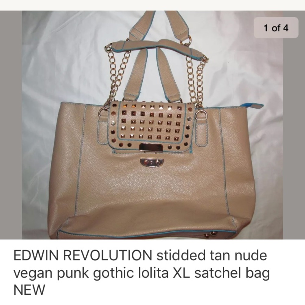 EDWIN REVOLUTION studded large vegan  satchel bag